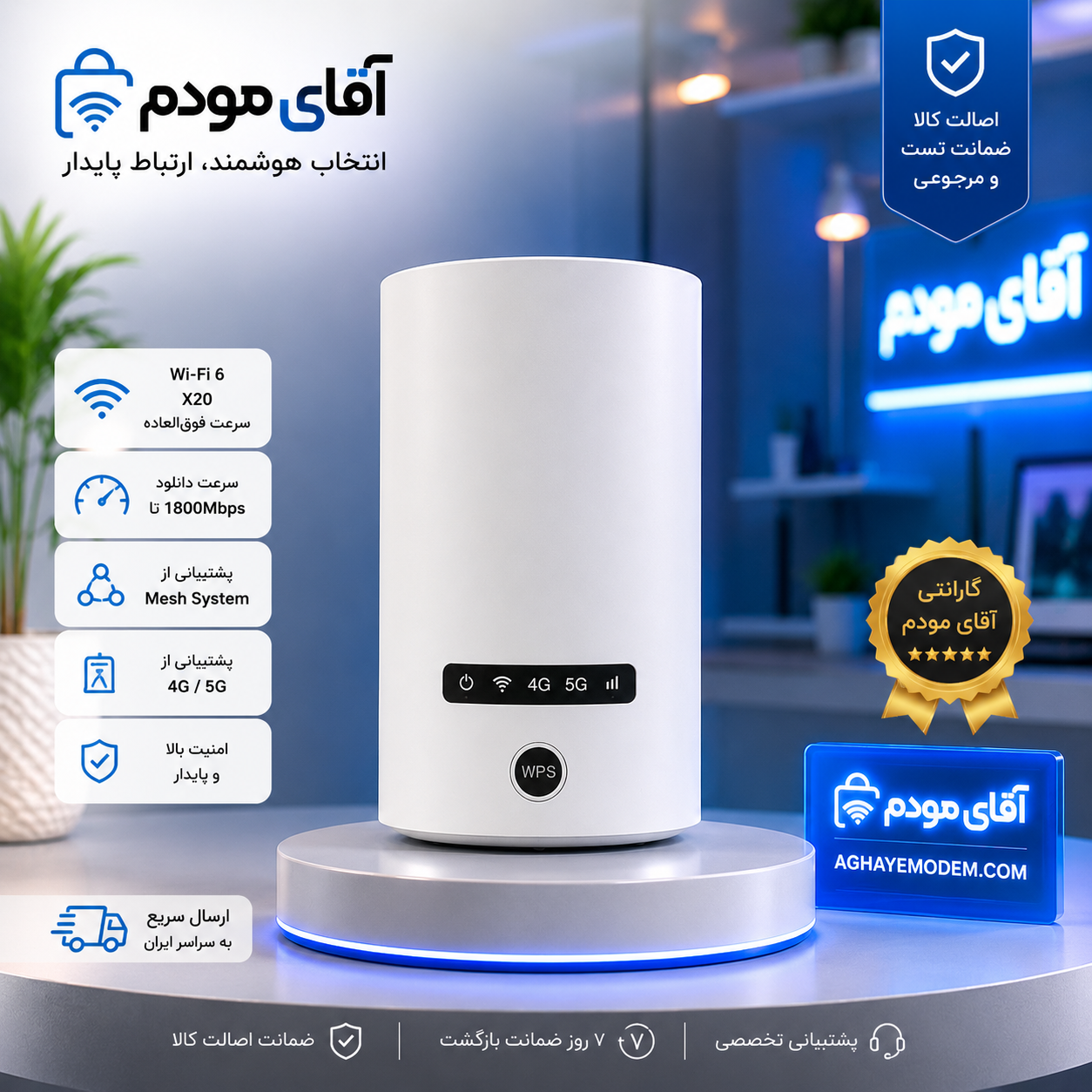 مودم رومیزی زد ال تی ای (zlt )مدل x20 (5Gو TD-LTE)(استوک مشابه نو‌باپک‌کامل)